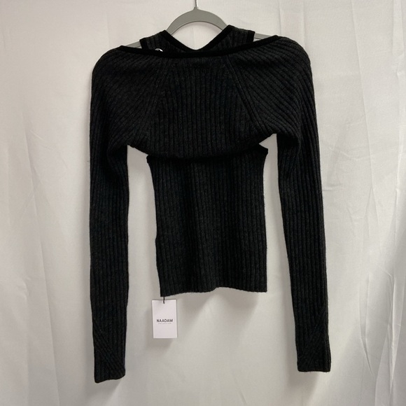 Naadam Wool Cashmere Fisherman Layered Sweater Smoke Black Size XS or S NWT - Picture 6 of 7
